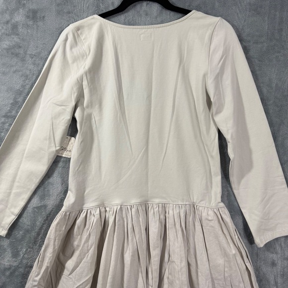 Free People Onda Drop Waist Long Sleeve Mini Dress Neutral L - Picture 10 of 13